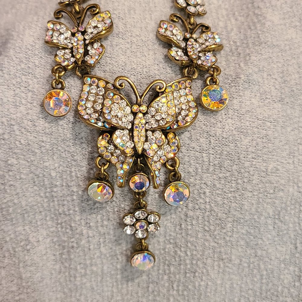 KIRKS FOLLY BUTTERFLY CRYSTAL BIB NECKLACE